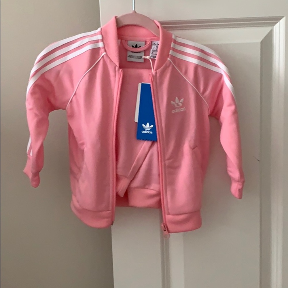 Girls Adidas track suits - jacket and pants 9-12m.